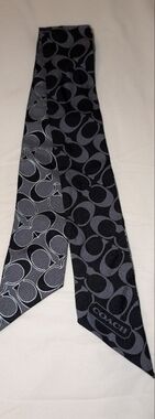Coach Signature Monogram Scarf in Black Gray Metallic EUC